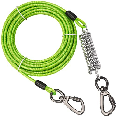 Cable de amarre con resorte para perros, correa larga para perro, corredor de perros para patio, resistente, cadenas de perro para exteriores, correa larga resistente para entrenamiento de perros al