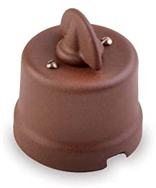 Amarcords - Interruttore in porcellana rotativo. Deviatore vintage in ceramica stile retrò con manopola per la commutazione della corrente colore CORTEN