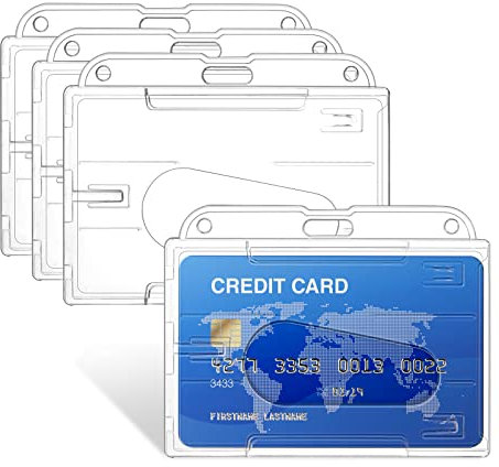 Vicloon Ausweishüllen, 4 Stück Transparent Hartplastik Ausweishalter, Horizontal Verwenden und mit Daumenausschub, Kartenhüllen Transparent für Ausweise, Kreditkarten