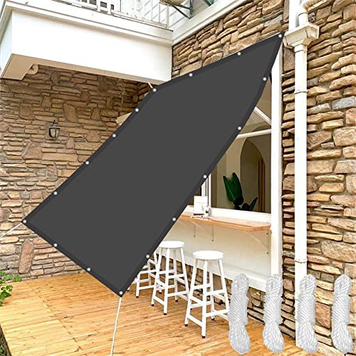 Tenda a Vela Impermeabile 5.5 x 6 m Acqua Resistente al Vento Vela Ombreggiante Impermeabile con Kit di Fissaggio e anelli per Giardino Terrazzo, Grigio Scuro