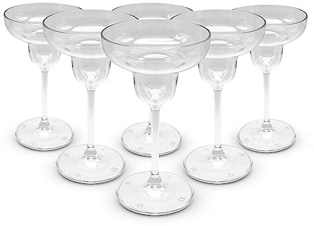 DOJA Barcelona | Vasos Plastico Margarita | Transparente | Pack 6 | Copas Margarita Plastico Duro Reutilizable | Vasos Policarbonato Transparente | Copas Plastico Margaritas, Cocktail Reutilizables