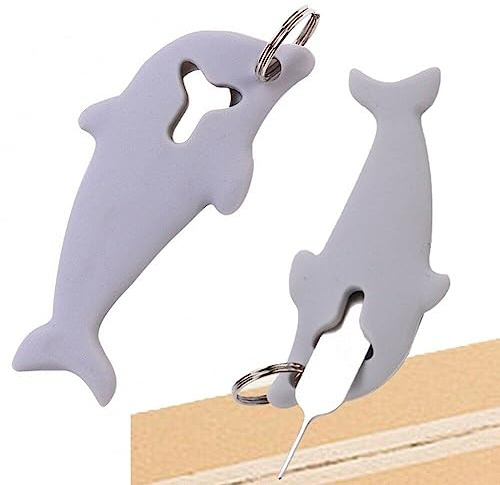 Ericetion Sim Card Ejection Pin Open Needle Universal Dolphins Shaped Mobile Phone Sim Card Storage Case Ejector Tool Key Ring Pendant