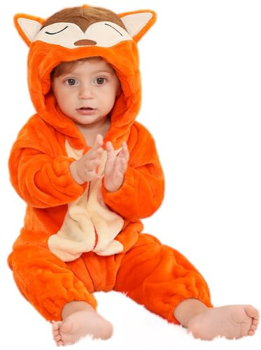 HAHASHOW BéBé Grenouillères Unisexe Animal Pyjama d'hiver Combinaison Barboteuse Enfant Filles Costume 30-36 Mois, Renard