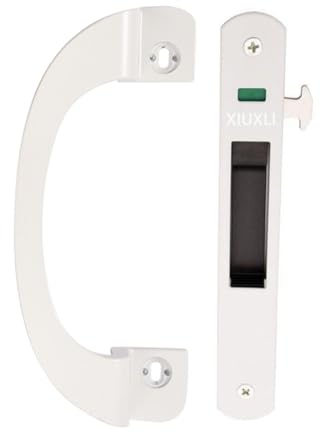 XIUXLI Serrure Porte Coulissante,Verrou de Porte Poignée Avec(White) | Crochet de Fenêtre Verrou de Verrouillage Simple Face Pour Portes Mobiles, Fenêtres, Portes Coulissantes en Verre