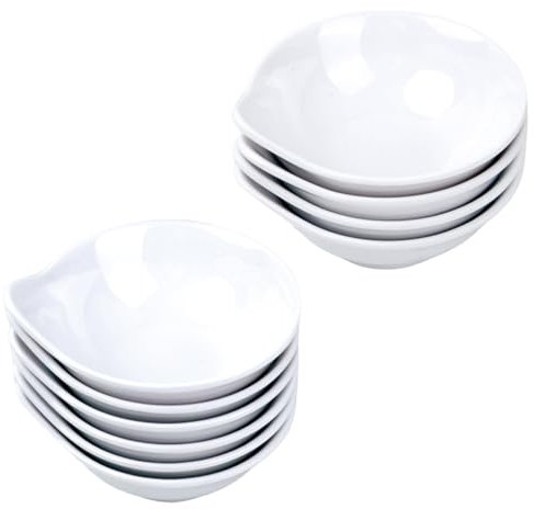 Granvoo Set di 10 Ciotole per Salsa, Piatto per Salsa di Soia da Immersione, Ciotoline per Aperitivo, Piattini Finger Food, Mini Ciotole, per Condimenti, Aceto, Ketchup e Salsa Barbecue (Bianco)
