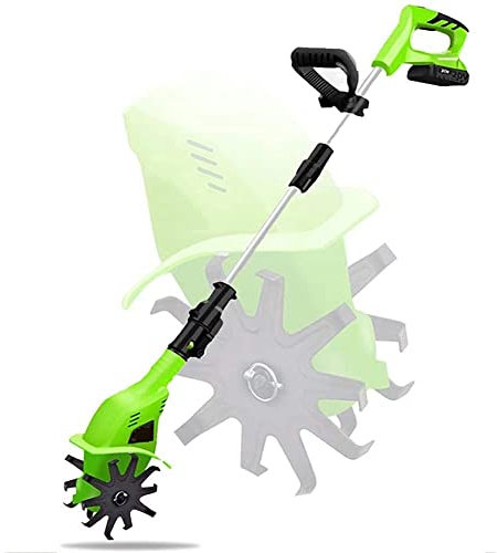 Motozappa da Giardino, Motozappe/Coltivatori Elettrici a Batteria, 40 Minuti di Lavoro, Motozappe da Giardino a Batteria da 20 V, Asta Retrattile da 97 cm-127 cm e Maniglia Regolab
