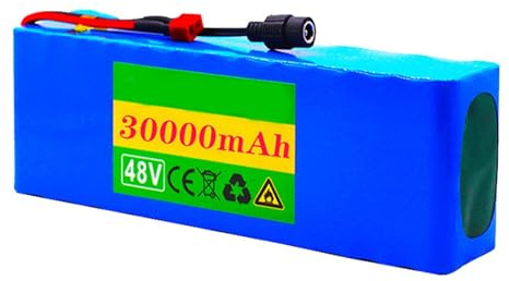 Batterie Lithium-ION, Batterie de vélo électrique, Batterie au Lithium 48 V 30 Ah, 13 séries 3 parallèles + Chargeur, Batterie Ebike pour vélo électrique XT60 Plug