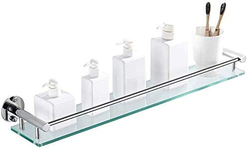 MFQLL Badezimmerregal, rechteckiges Glas, zur Wandmontage, Badezimmer-Aufbewahrungsregal, Duschregal aus gehärtetem Glas (Größe: 50 cm)