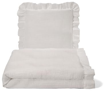Balbina Musselin - Kinderbettwäsche 100x135, 40x60 cm 2-teiliges Set Babydecke und Kissen 100% Baumwoll-Musselin, Schlafdecke mit dicker antiallergischer Füllung, für Winter atmungsaktiv Hellbeige 100