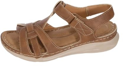 Barefoot Shoes Women's Orthopaedic Sandals Trekking Sandals Women's Summer Open Toe Sports Sandals Slingback Women's Sandals Comfortable Slide Sandals Washable Lightweight Summer Sandals, brown, 8 UK