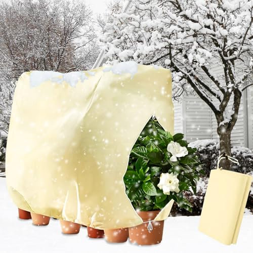 Tibimon Voile Hivernage Plante Exterieur 120x200cm, Voile Hivernage Plante Exterieur, Housse D'hivernage avec Fermeture éclair et Cordon de Serrage, Résistant aux Intempéries, Chaud, Réutilisable