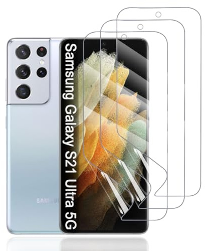 Hhfcryst Hydrogel Folie für Samsung Galaxy S21 Ultra 5G, 3 Stück TPU Displayschutzfolie HD Transparent Weich Schutzfolie (Nicht Gehärtetes Glas)