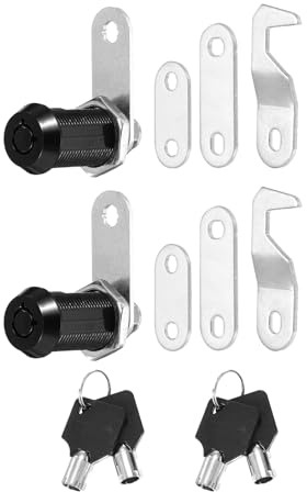 PATIKIL 1-1/8 tum svarta skåplås med svarta tangenter, 2-pack zinklegering kamlås cylinder RV lås set nyckel likadant för skåp RV låda förvaring dörr verktygslåda