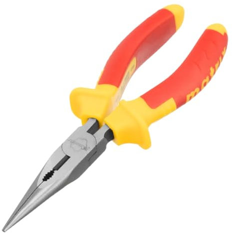 Gerade Spitzzange, Isolierte Zweikomponentengriffe 160 mm,Flachrundzange