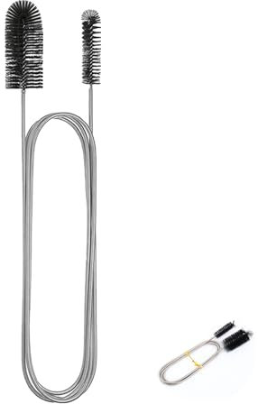 Sink Drain Unblocker Brush Tools, Flexible 61 inch Sink Snake Pipe Unblocker Brush, Stainless Steel Double Ended Heads Sewer Pipe Drain Cleaner, for Kitchen Bathroom Shower Plug Hole(Two Heads Black)