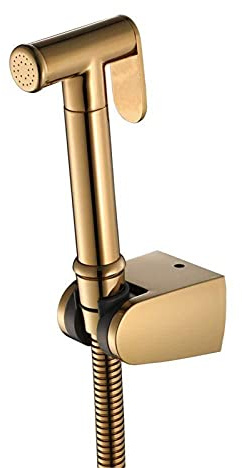 MRKU Kit di doccetta per Bidet in Acciaio Inossidabile - Pistola per doccetta per Bidet Rotonda Dorata per la Pulizia del Water e Il risciacquo del Bidet