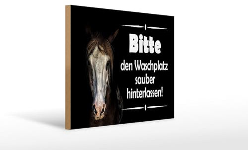 Femer Holzschild Spruch 30x40cm Pferde bitte Waschplatz sauber