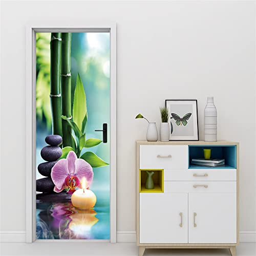 3D Türtapete Türaufkleber Selbstklebend 80x200 Türfolie Poster Fototapete Türbilder Türtattoos Wasserdichte Tür Stickers für Kinderzimmer Wohnzimmer Badezimmer Zen