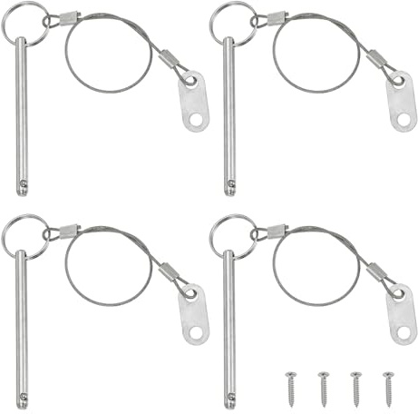 PATIKIL Perno A Sgancio Rapido, Diametro 1/4(6mm), Lunghezza Totale 3.1(80mm), Lunghezza Effettiva 2.6(67mm), 4pcs Perno Bimini Top In Acciaio Al Carbonio Con Filo Per Marina Argento