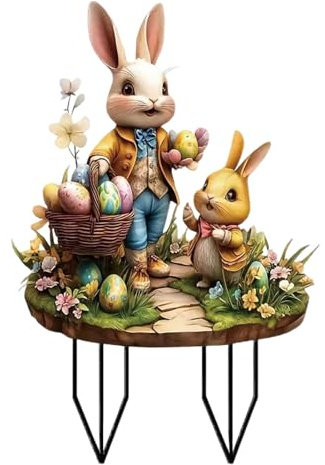 DZAY Osterdeko Outdoor Gartenstecker Osterhasen Garten Hasen Ostern Deko Osterhase,Hasenstatue für Außenbereich für Draußen und Drinnen Gartendeko, Garten Stecker Frühling Deko Ostern Hase (03)