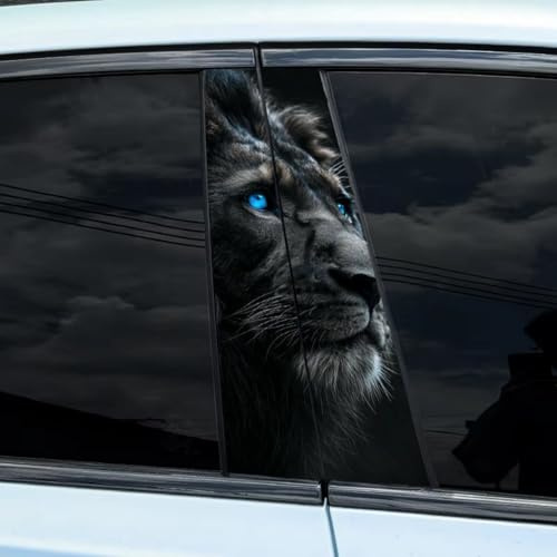 2 Pezzi Adesivi per Colonna Centrale Auto, Adesivi HD Leopardo, Adesivi Halloween Lupo in PVC, Adesivi Antigraffio, Adesivo Personalizzato Tigre per Auto, Colonna Centrale (10,25x50cm)