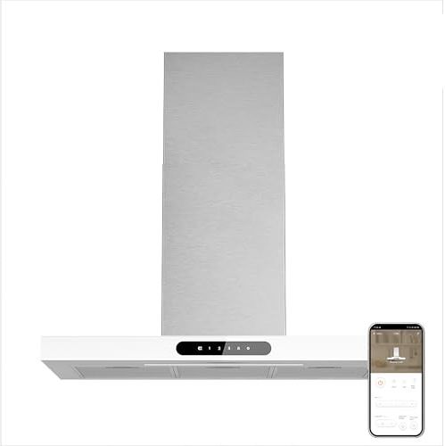 Ciarra CBCW9102 A+++ Dynamic Dunstabzugshaube 90 cm Umluft 650m³/h App SensorTouch Bedienung Wandhaube Edelstahl Glas Weiß