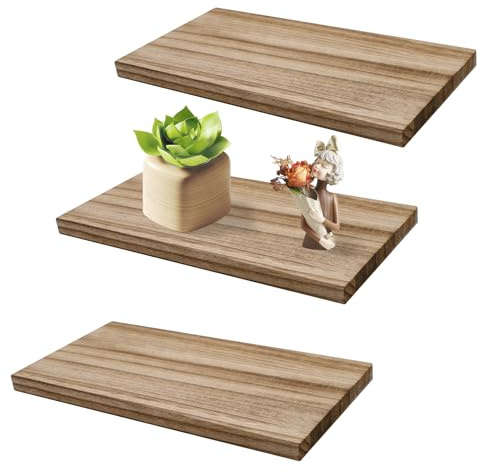 QoTang 3 unidades de estantería de pared de madera, tableros de madera tallada para manualidades, paulownia, estantería de cocina, estantería flotante, estantería de madera aglomerada para estantería