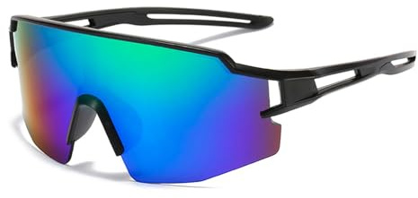 MEMSJIUWEN Lunettes de vélo, lunettes de soleil pour hommes et femmes, protection uv400, lunettes de soleil pour moto, course à pied, ski, baseball, pêche, beach volley (H Couleur 1 PCS)