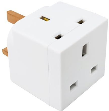 Double Dragon 13A 2-Way 3-Pin Multi Plug Adapter | Converts 1 Plug into 2 | Cube Wall Socket Splitter for Multiple Connections | Child Safety Shutters, Fire-Retardant PP | UKCA & CE Certified