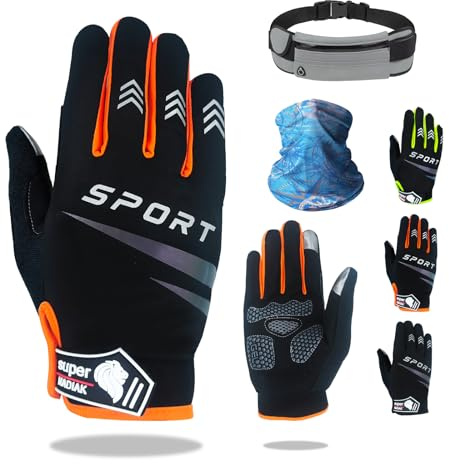 super NADIAK-Guanti da Bicicletta Leggeri,Dita Lunghe,Touchscreen,Antiscivolo,Traspiranti-Riflettenti-Uomo/Donna,per Ciclismo, Mountain Bike,Strada,Gravel,Comfort e Grip Ottimale
