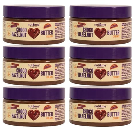 nut&me Crema Creamy Choco Hazelnut 900 g | Pack 6 x 150 g, A base de avellanas y cacao, Sin conservantes, Fuente de fibra
