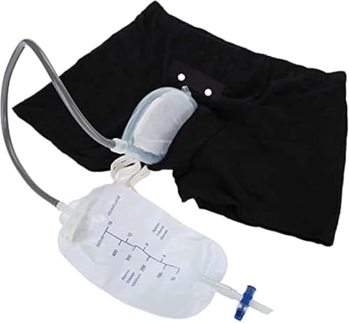 Silikon-urinfänger Für Männer, Inkontinenzhose Mit 500 Ml Urinbeutel, Tragbare Urinbeutel-inkontinenzhose, Stillbettwäsche Für Gelähmte Patienten ältere Menschen, B, XL