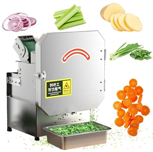 KHYTEBV Affettatrice elettrica per Verdure, affettatrice per Verdure Commerciale, affettatrice elettrica per Verdure con Porta di Alimentazione da 70 mm, capacità di Taglio di 300 kg/h di Verdure.