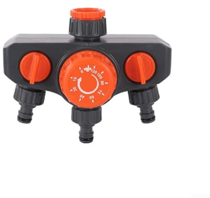 Irrigatore per tubo da giardino, con 3 uscite, timer automatico dell'acqua da giardino, con valvola, per irrigazione da giardino (arancione)