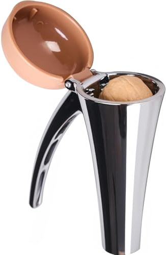Zheigaoxea Nut Cracker,Heavy Duty Nut Cracker Tool with Splash-Proof Brown Lid,Long Leverage & Spring Return Nutcracker for Effortless Cracking（Brown）