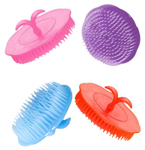 LOLIPPYY Cepillo Masajeador Cuero Cabelludo 4piezas Ligero de Pe para Masaje y Limpieza Profunda Adecuado para Ducha y Cuidado del Cabello Color Aleatorio