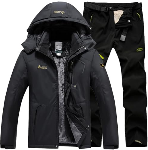 Skianzug Herren 2 Teilig Wasserdicht Warm Skijacke und Hose Ski Set Winter Schneeanzug Männer Snowboardanzug Atmungsaktiv Outdoor Skibekleidung Winddicht Gefüttert Zweiteiler Outfit Skioverall Kombi