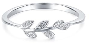 Whoiy Ringe für Damen 585 Gold, Diamant Eheringe 14k Weissgold Zart Verlobungsring Echtgold Damenring Größe 63 (20.1)