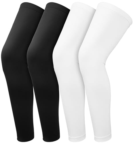 2 pares de espinilleras para ciclismo para hombre, mangas de compresión para piernas para hombre, mangas largas de protección solar, mangas para brazos, mangas para piernas, espinilleras para mujer