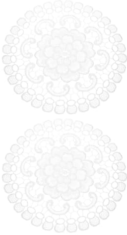 QUARKZMAN 2 Stück Tischdeckchen Aus Spitze 30 cm Untersetzer Weiß & Freesia | Runde Spitzendeckchen, Handgehäkelte Baumwollspitze, Für Küche Esszimmer Hochzeit
