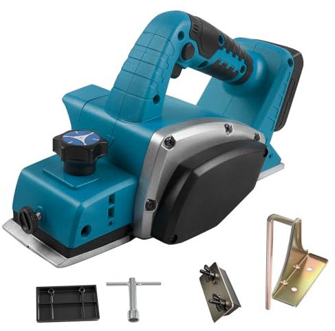 Cordless Electric Hand Planer Compatible with Makita 18V Battery, 15000RPM Brushless Electric Wood Planer, 82mm Cut Width, 0-2mm Cut Depth, Power Wood-Planer for Woodworking Home DIY