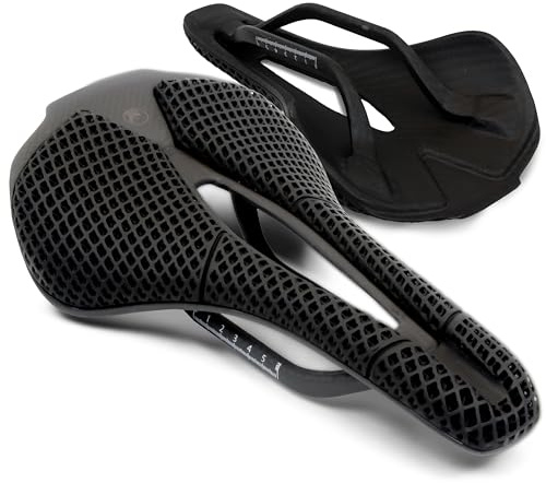 IMPALAPRO 3D Printed Bike Saddle in Carbon Ultralight 195g Medium Firmness | Compact 250x140mm T800 Carbon Saddle with Ergonomic Breathable Cutout and Oval 7x9mm Rails