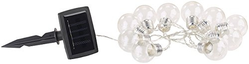 Lunartec Solarketten: Solar-LED-Lichterkette mit 10 LED Glühbirnen, 1,8 Meter, IP44 (Solar Lichterkette Outdoor, Solarlichterkette außen, Akkus)