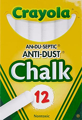 CRAYOLA Tiza antipolvo no tóxica, blanca, 12 palos/caja (50-1402)
