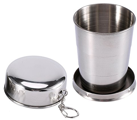 Yosoo Tasse Rétractable en Acier Inoxydable Verre Pliable pour Camping Voyage Randonnée(M) | Camping, Voyage, Randonnée