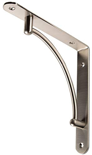 SOTECH 1 PAAR (2 Stück) Regalkonsole RK03 Edelstahloptik / 220x220x30 mm | mit Querstrebe zur Stabilisierung Regalträger Regalbodenträger Garderobenkonsole