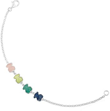 TOUS Pulsera de plata con cuadro gemas multicolor Color