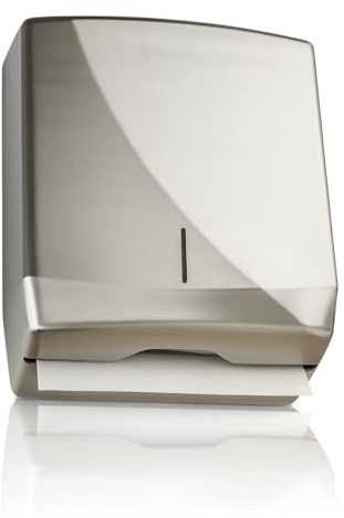 Blanc HYGIENIC Futura Falthandtuchspender aus Edelstahl, 600 Blatt | Gebürsteter AISI-304-Edelstahl, Sichtfenster, abschließbar und für bis zu 600 Falthandtücher