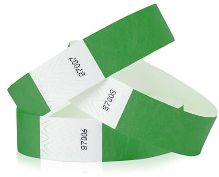 100 WristCo Kelly Green Tyvek Wristbands for Events - Tamper-Proof Designs