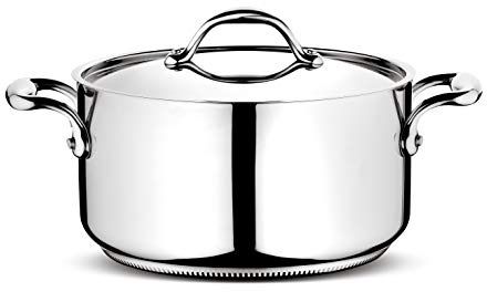 Lagostina Accademia Lagofusion Casserole creuse avec 2 poignées et couvercle, acier inoxydable, argenté, 18 cm